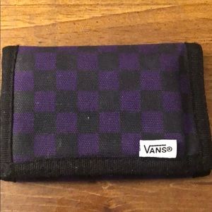 Black & purple trifold vans wallet.